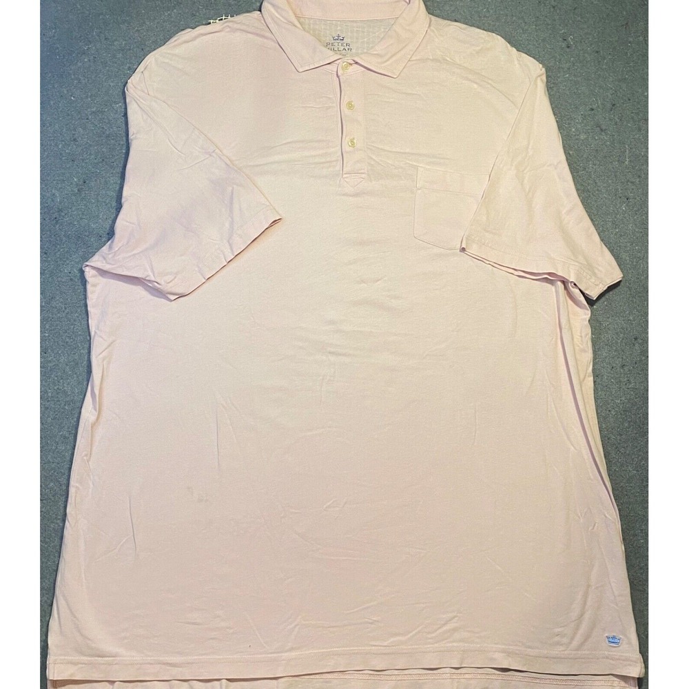 PETER MILLAR mens SEASIDE WASH Polo Golf Shirt XXL PINK short sleeve